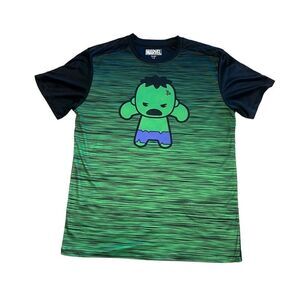 Marvel Mad Engine Chibi Hulk Green and Black Shirt. Jersey Fabric. Size Large.
